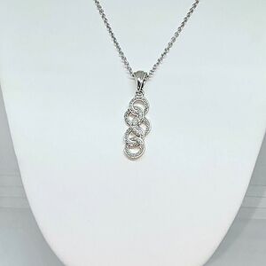 Elegant Diamond Accent Pendant Necklace 20 Inches in Stainless Steel